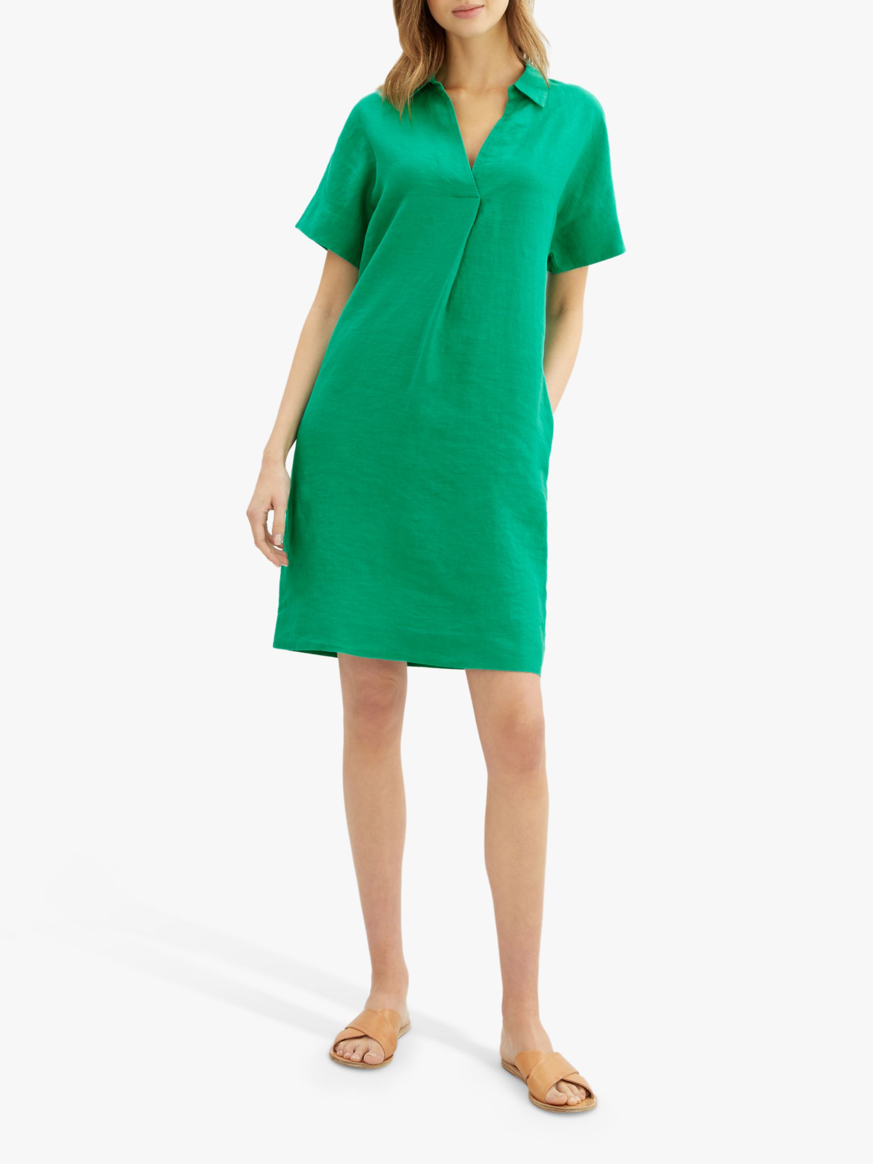 Jaeger Linen Collar Dress, Green