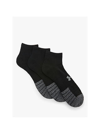 Under Armour HeatGear Lo Cut Socks, Pack of 3, Black/Steel