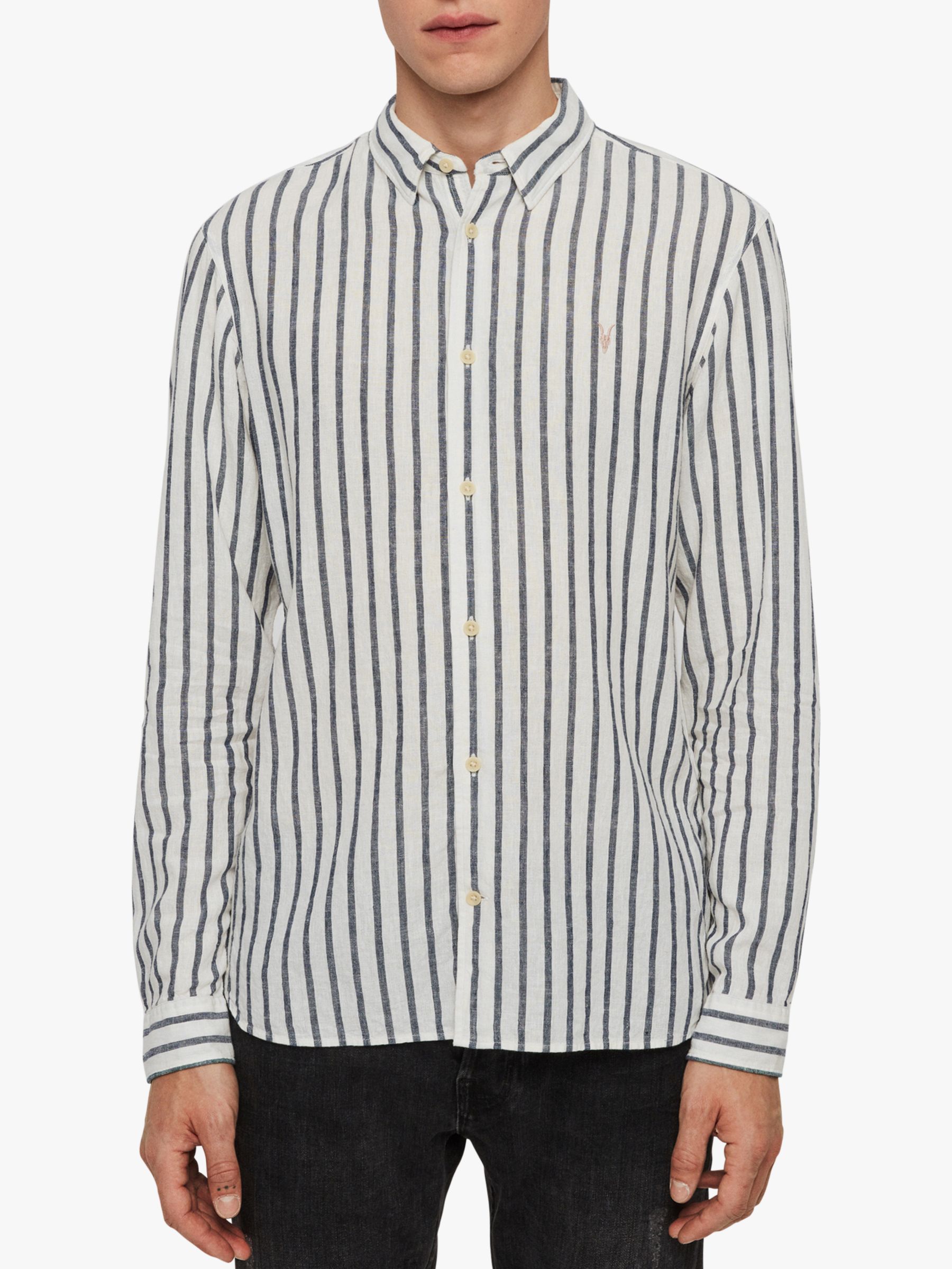 Allsaints Dedham Shirt White Ink Navy At John Lewis Partners