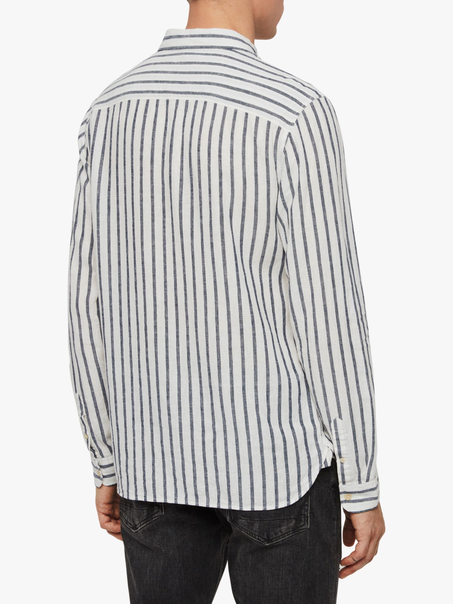 Allsaints Dedham Shirt White Ink Navy At John Lewis Partners