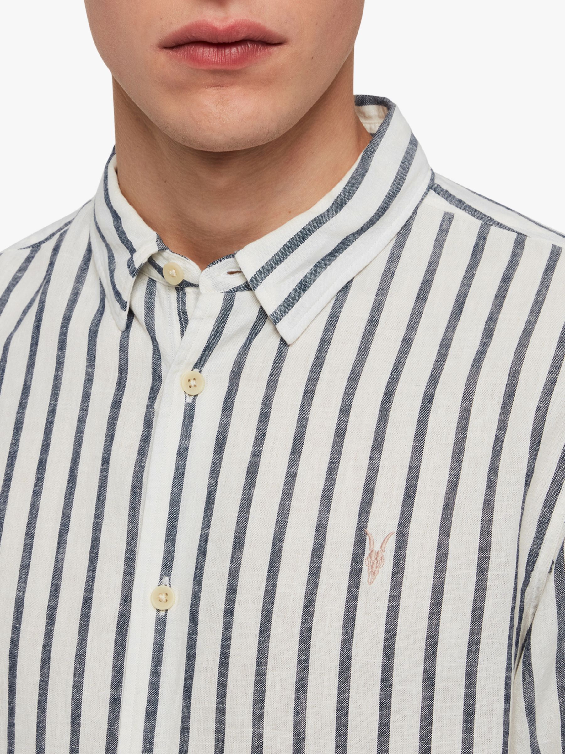 Allsaints Dedham Shirt White Ink Navy At John Lewis Partners