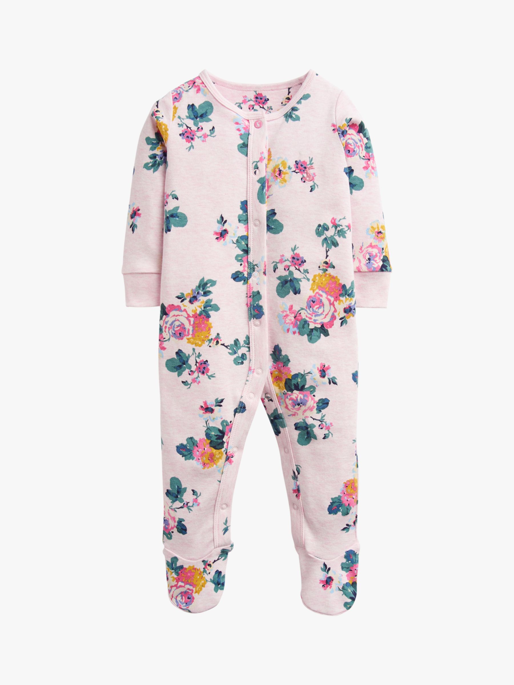 Baby Joule Raza Floral Print Babygrow, Pink at John Lewis & Partners