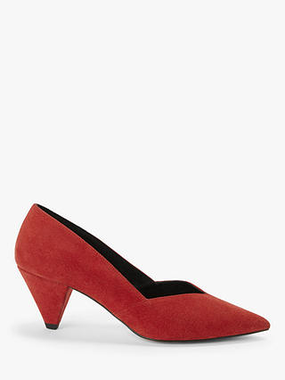 AND/OR Ready Cone Heel Suede Court Shoes, Red