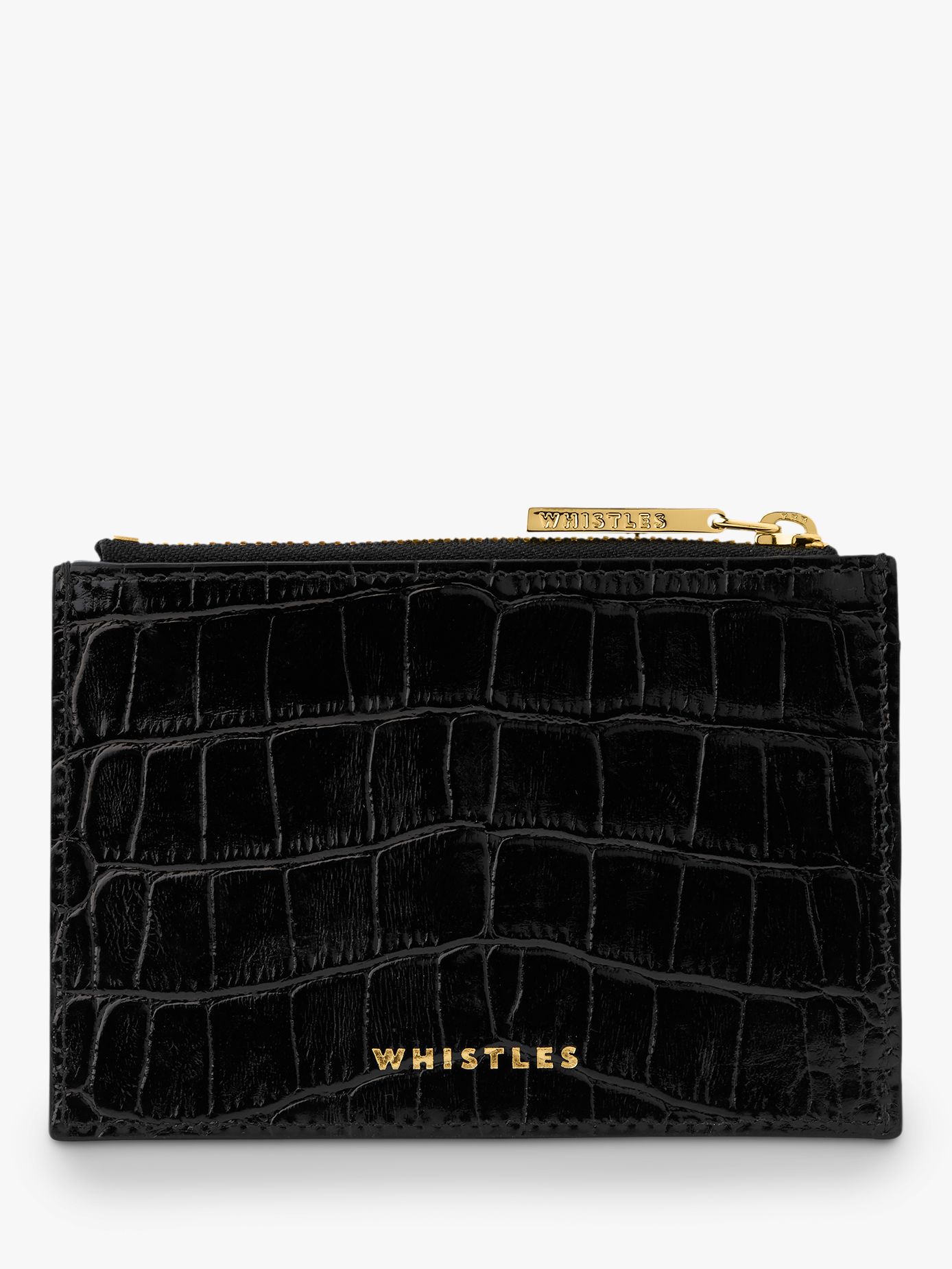 Buy Whistles Shiny Embossed Croc Coin Purse, Black Online at johnlewis.com