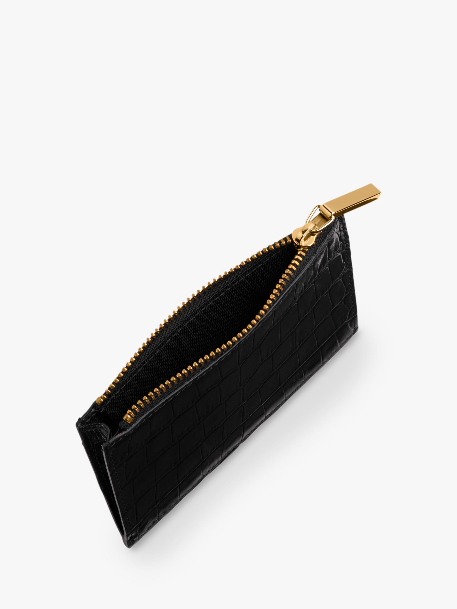 Buy Whistles Shiny Embossed Croc Coin Purse, Black Online at johnlewis.com