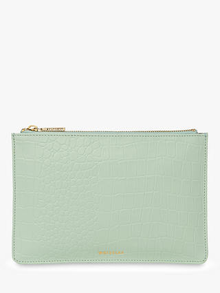 Whistles Matte Croc Small Clutch Bag, Pale Green