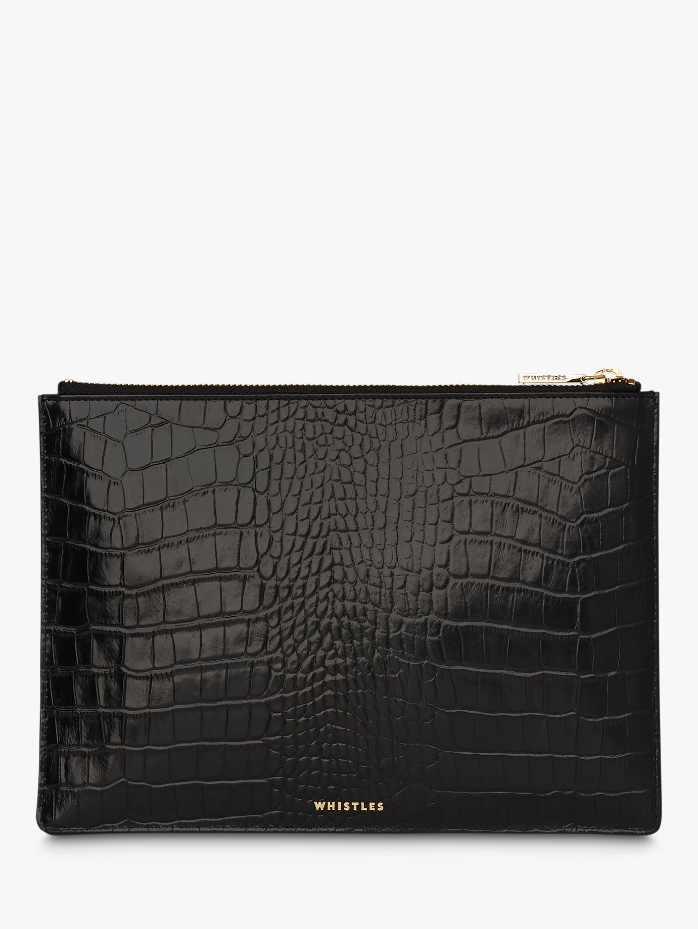 Whistles Shiny Croc Zip Leather Purse at John Lewis & Partners