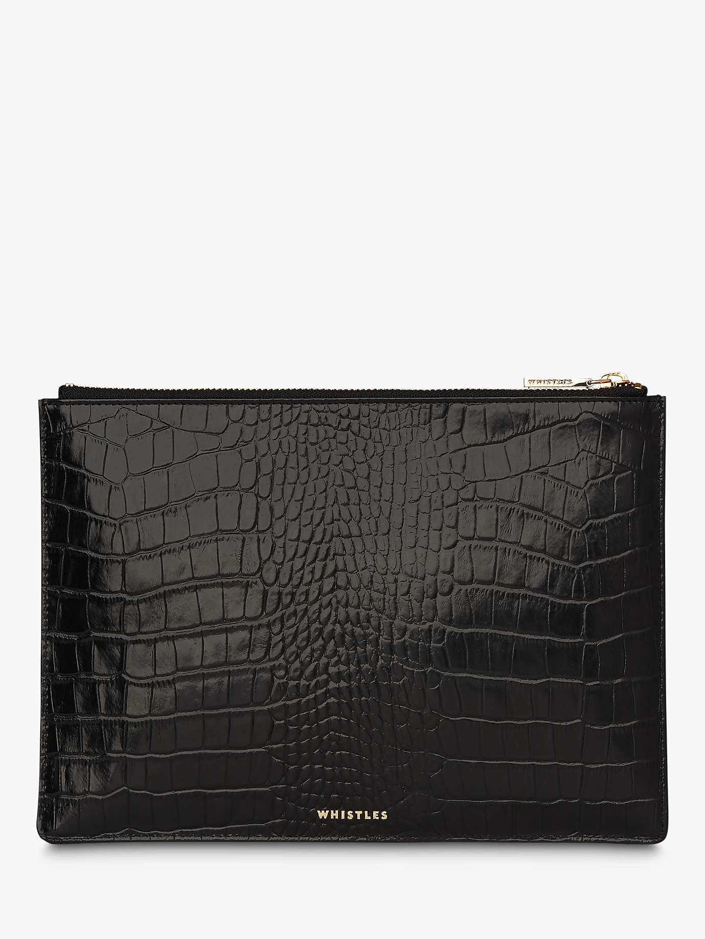 Buy Whistles Shiny Croc Zip Leather Purse Online at johnlewis.com