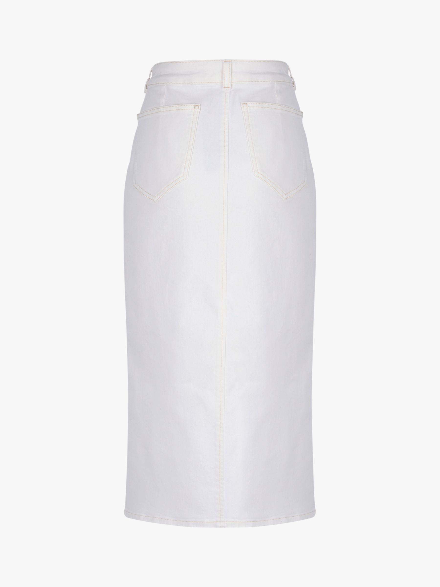 Mint Velvet Denim Pencil Skirt, White