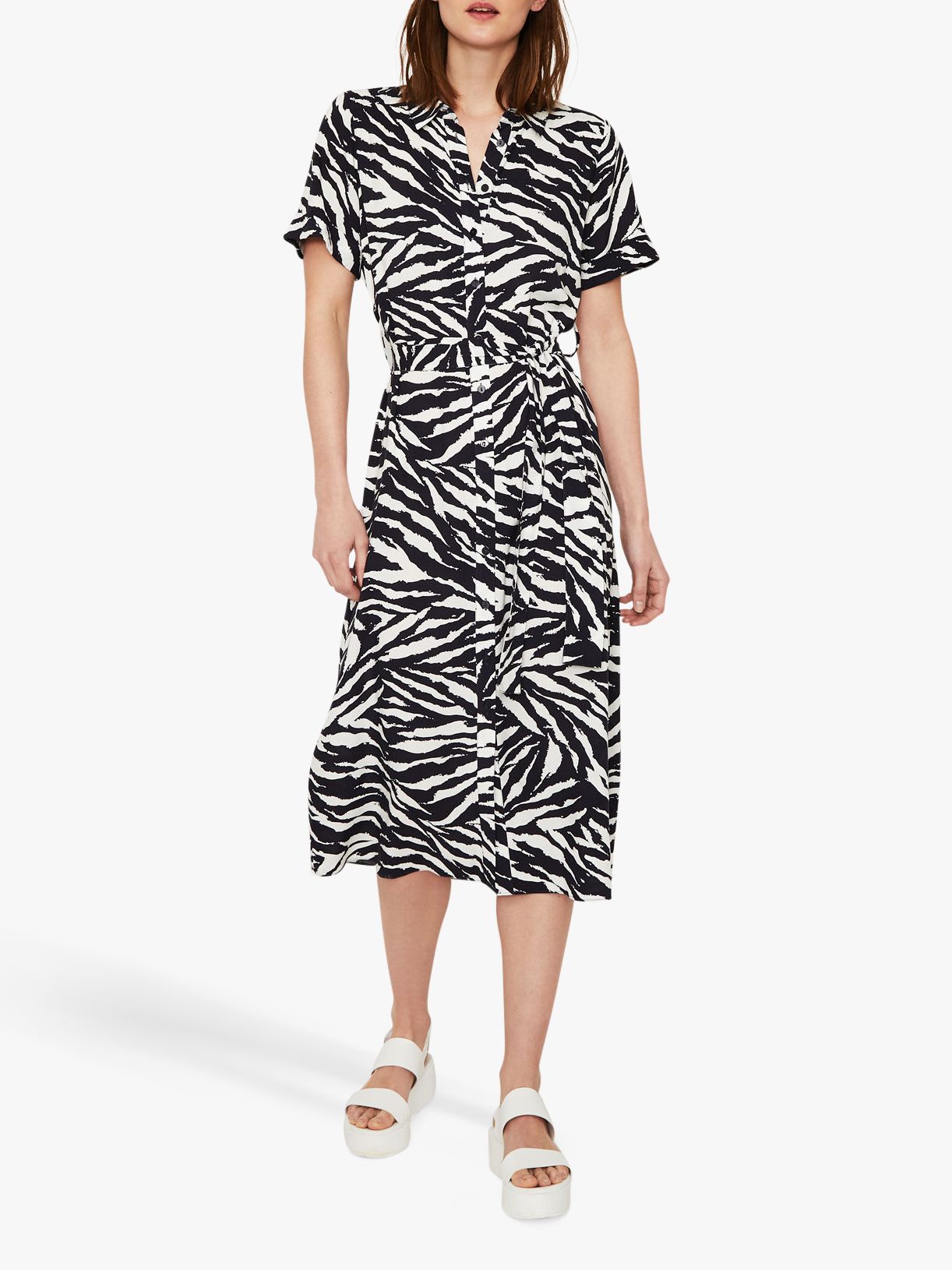 warehouse blue animal print shirt dress