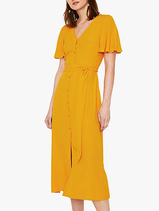 Warehouse Button Midi Dress, Mustard