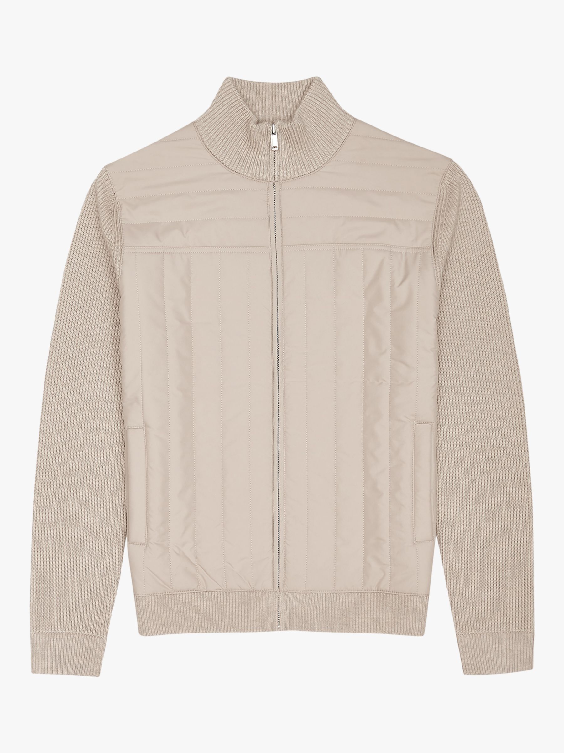 Reiss Quentin Quilted Knit Jacket, Oatmeal