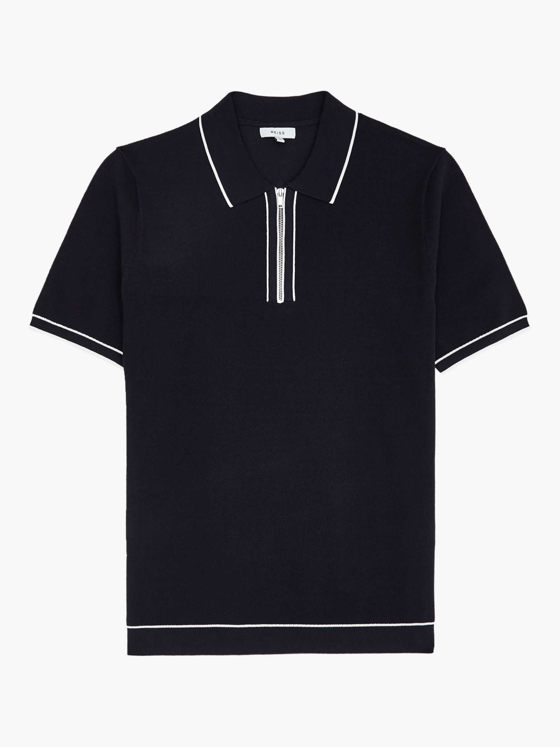 Reiss Lyle Tipped Zip Neck Polo Shirt