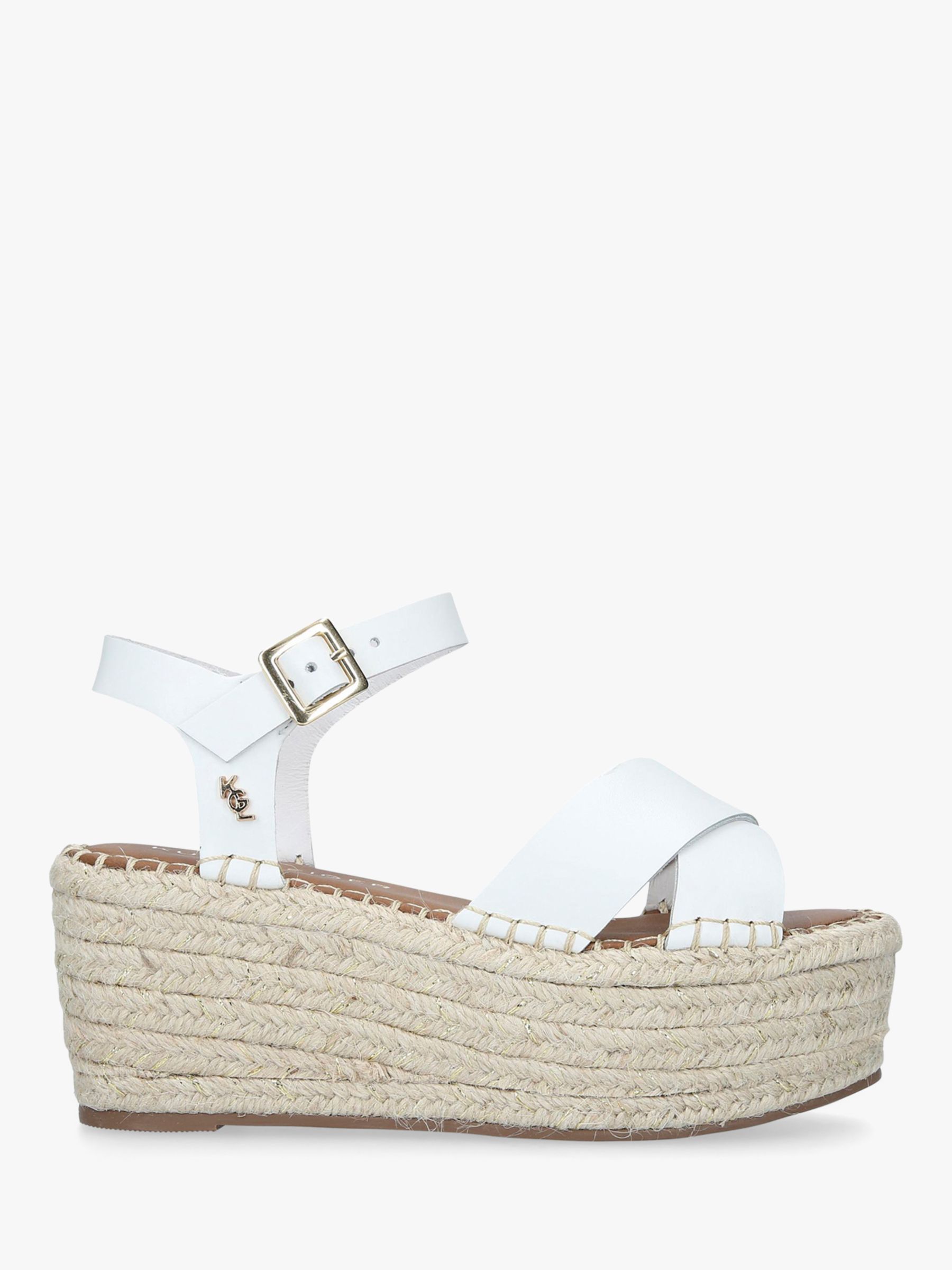 Kurt Geiger London Arlo Woven Wedge Leather Sandals, White