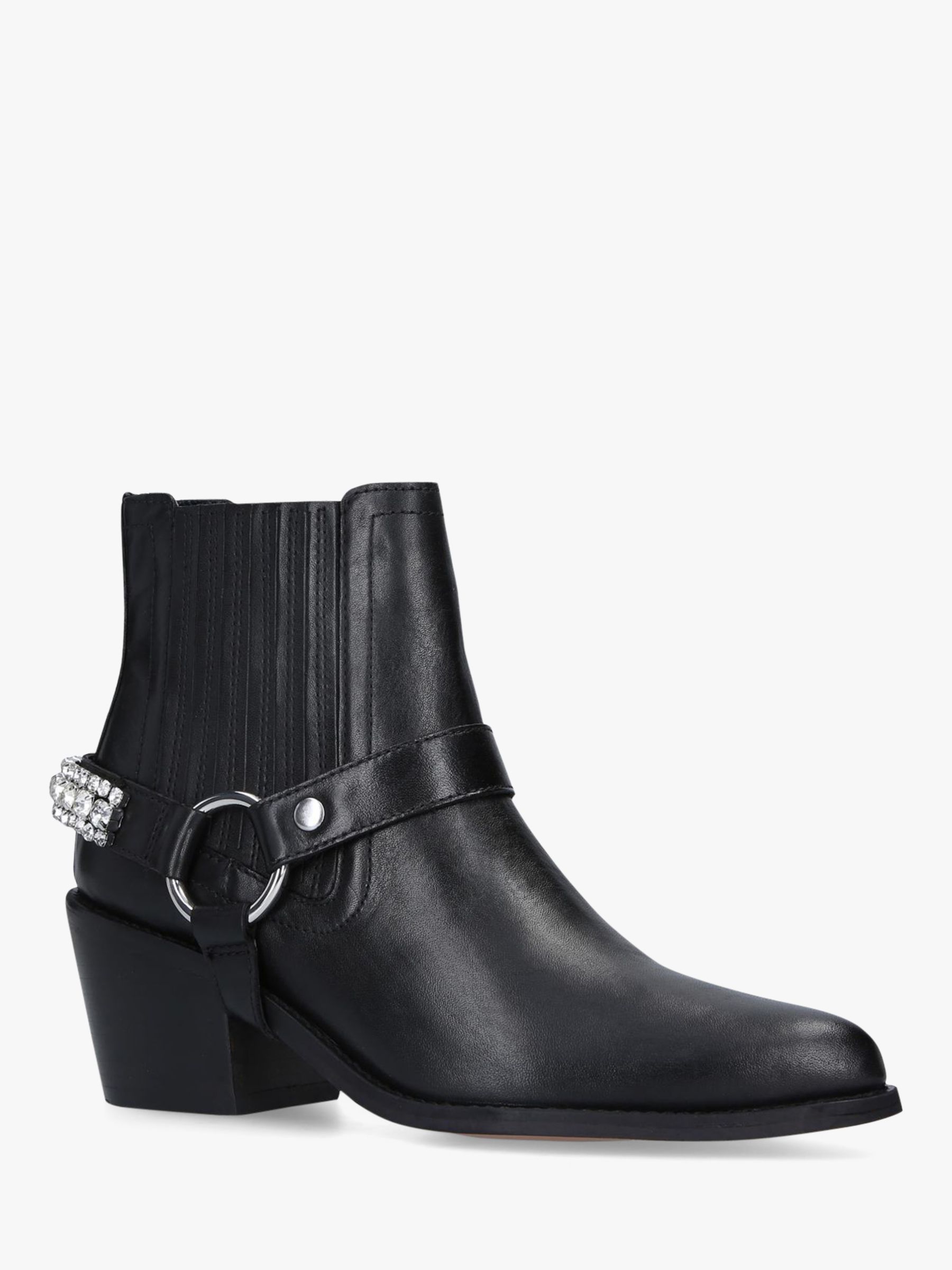 Kurt Geiger London Sylvie Leather Block Heel Ankle Boots, Black