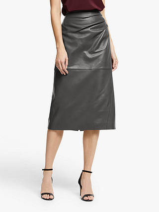 John Lewis Leather Skirt, Grey