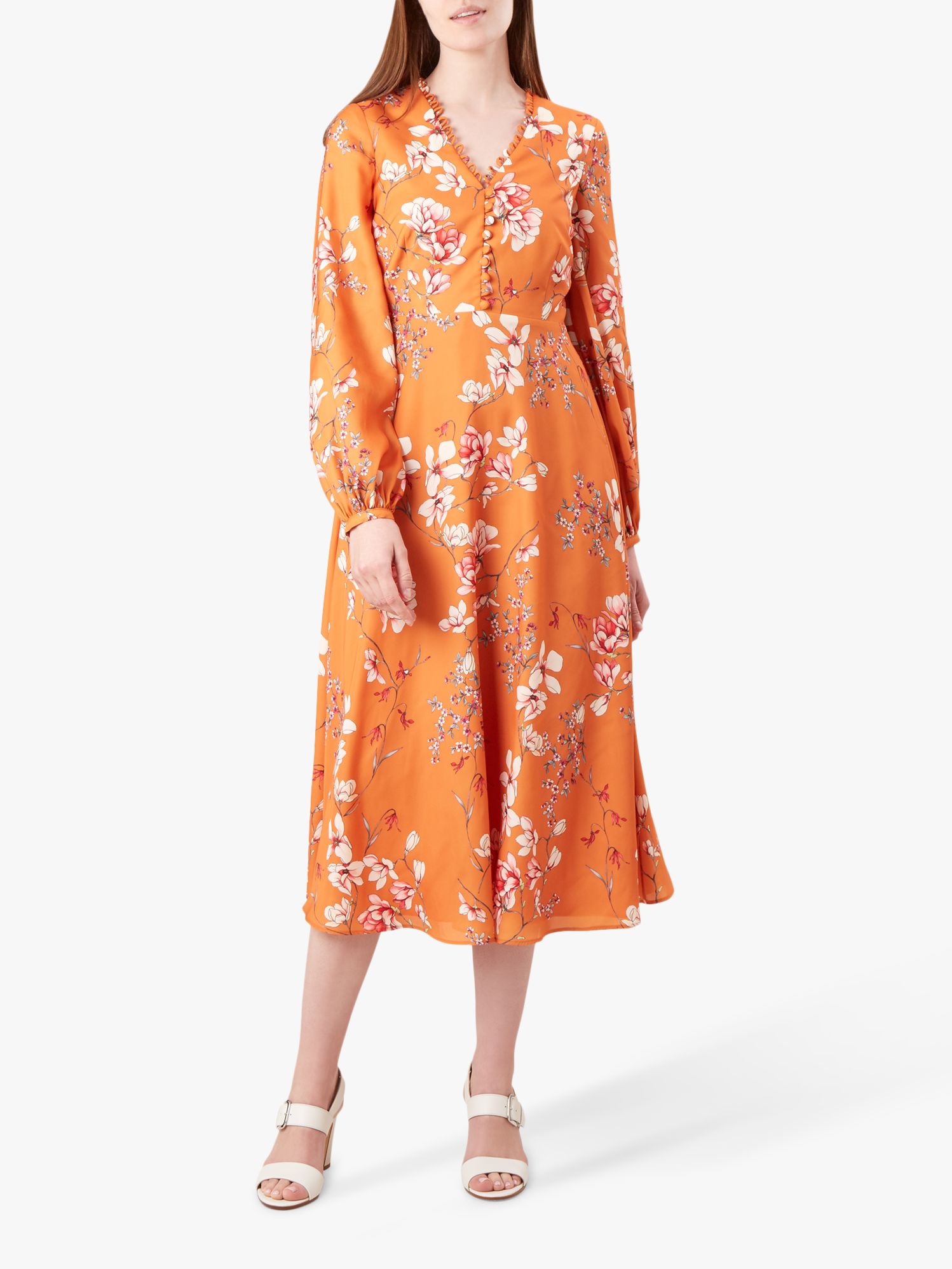 Hobbs Ferrier Floral Dress, Orange, 6