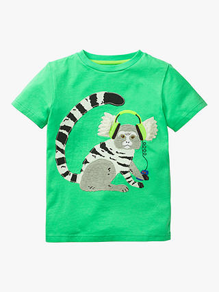 Mini Boden Boys' Applique Animal Dude Marmoset T-Shirt, Green