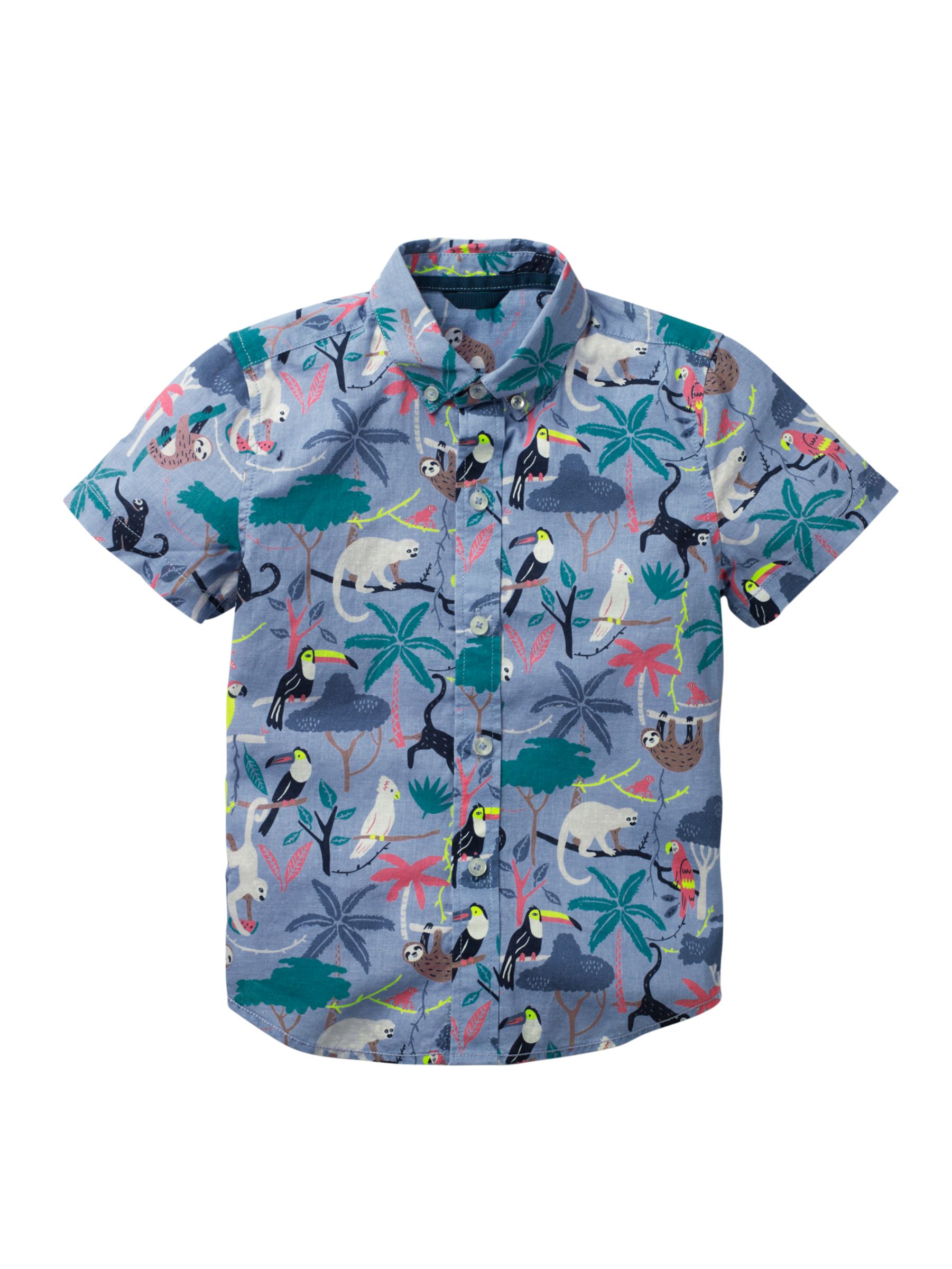 Mini Boden Boys' Fun Animal Print Shirt, Blue