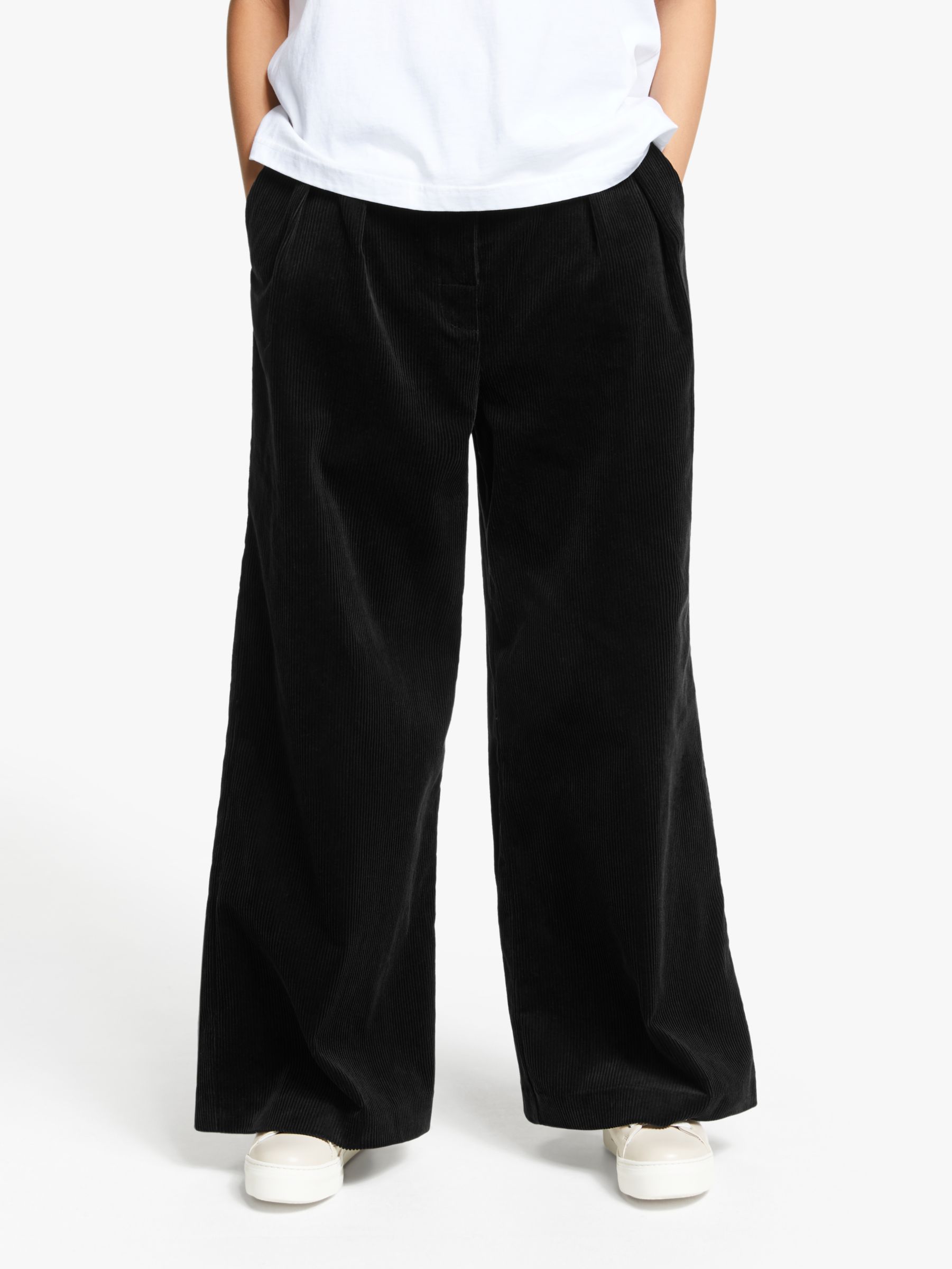 wide leg black corduroy trousers