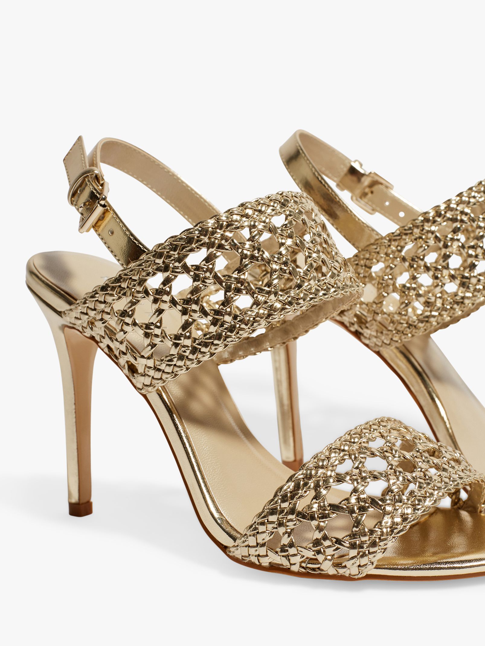 karen millen woven stiletto heel sandals gold