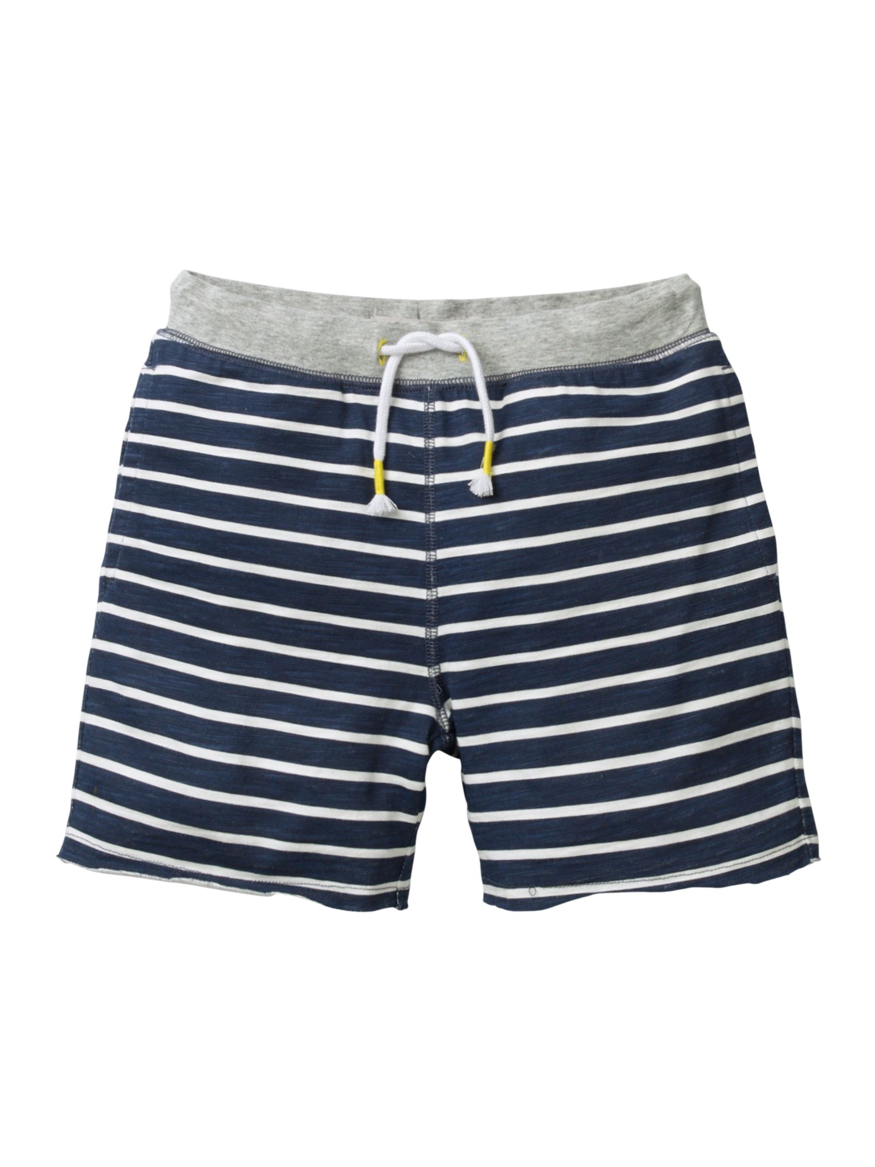 Mini Boden Boys' Slub Jersey Stripe Shorts, Blue/White