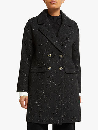 Collection WEEKEND by John Lewis Double Breasted Coat, Black/Gold