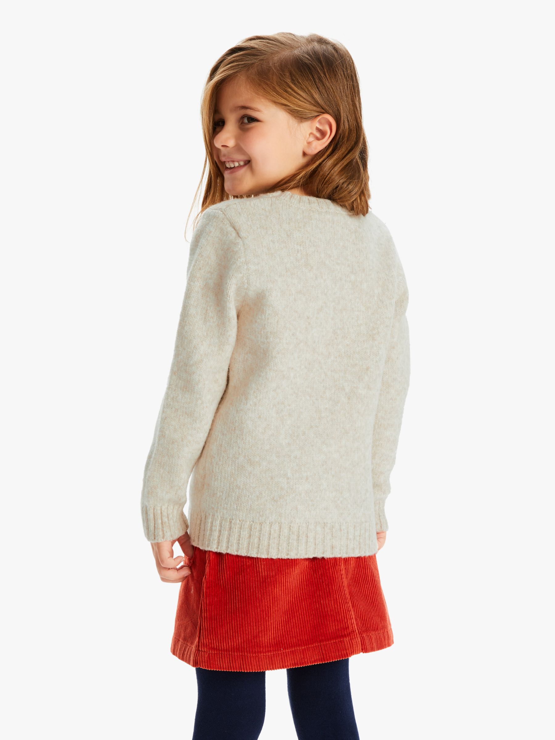 John Lewis & Partners Girls' Floral Embroidered Jumper, Oatmeal