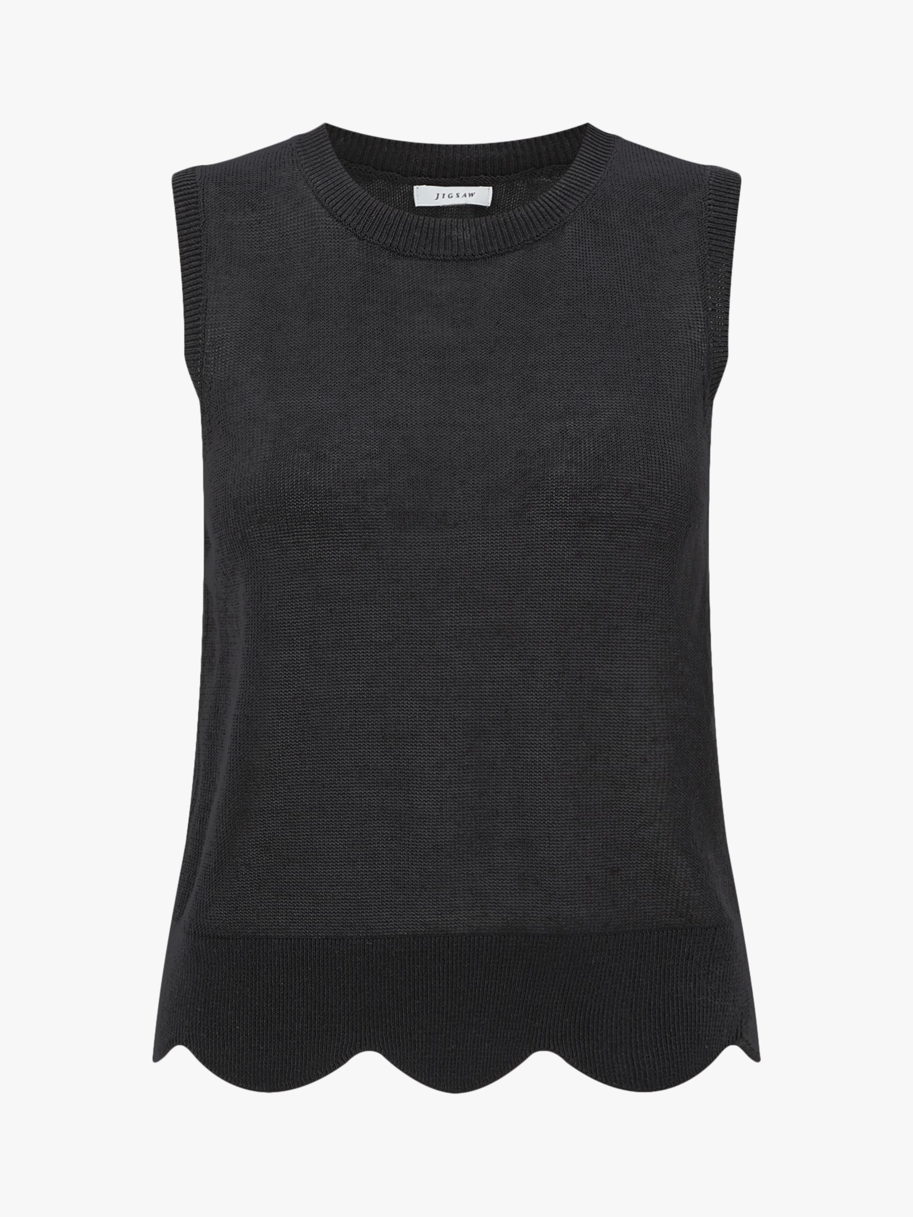 Jigsaw Cotton Slinky Knit Tank Top, Black at John Lewis & Partners