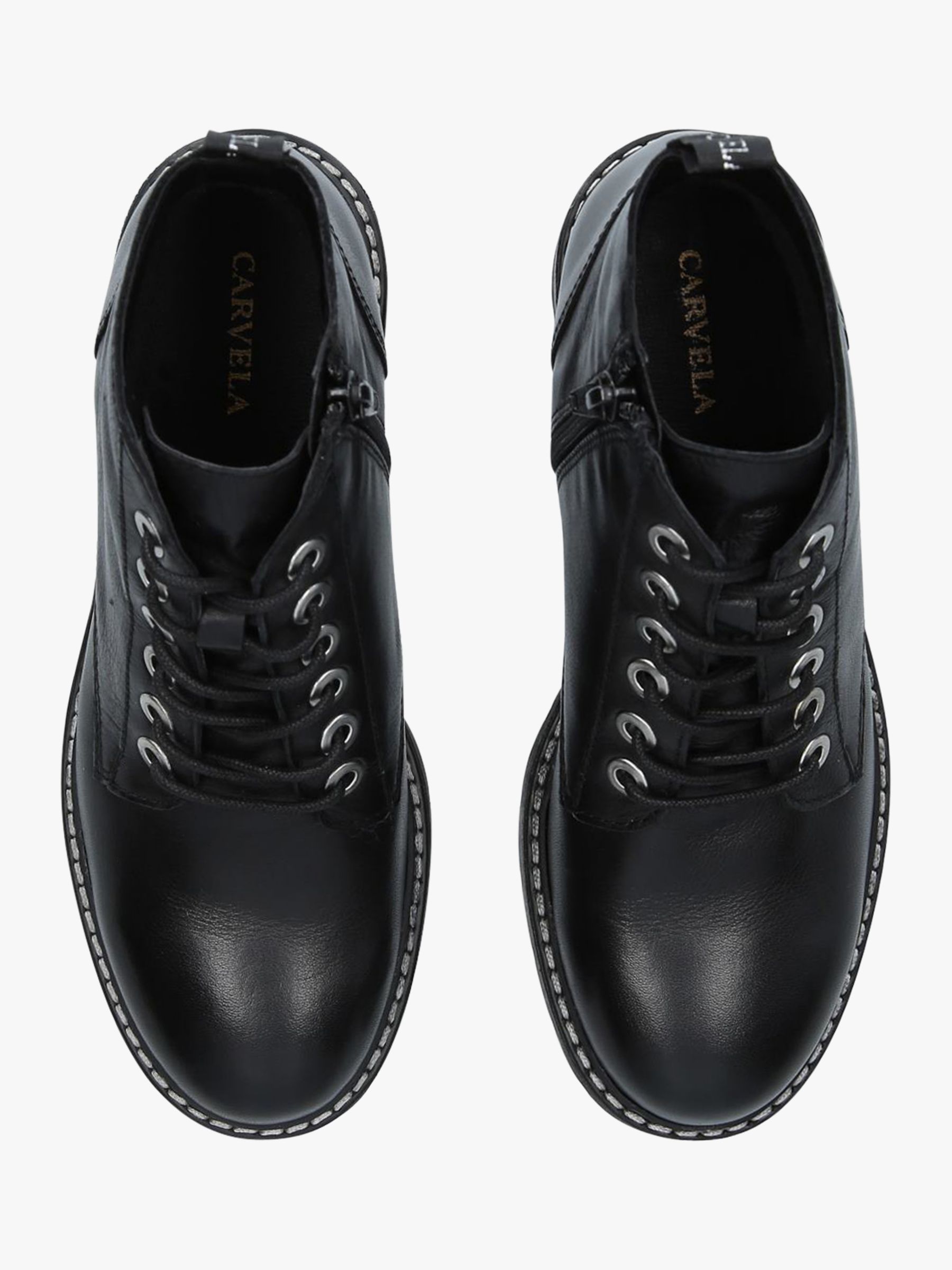 Carvela Trinket Lace Up Leather Ankle Boots, Black