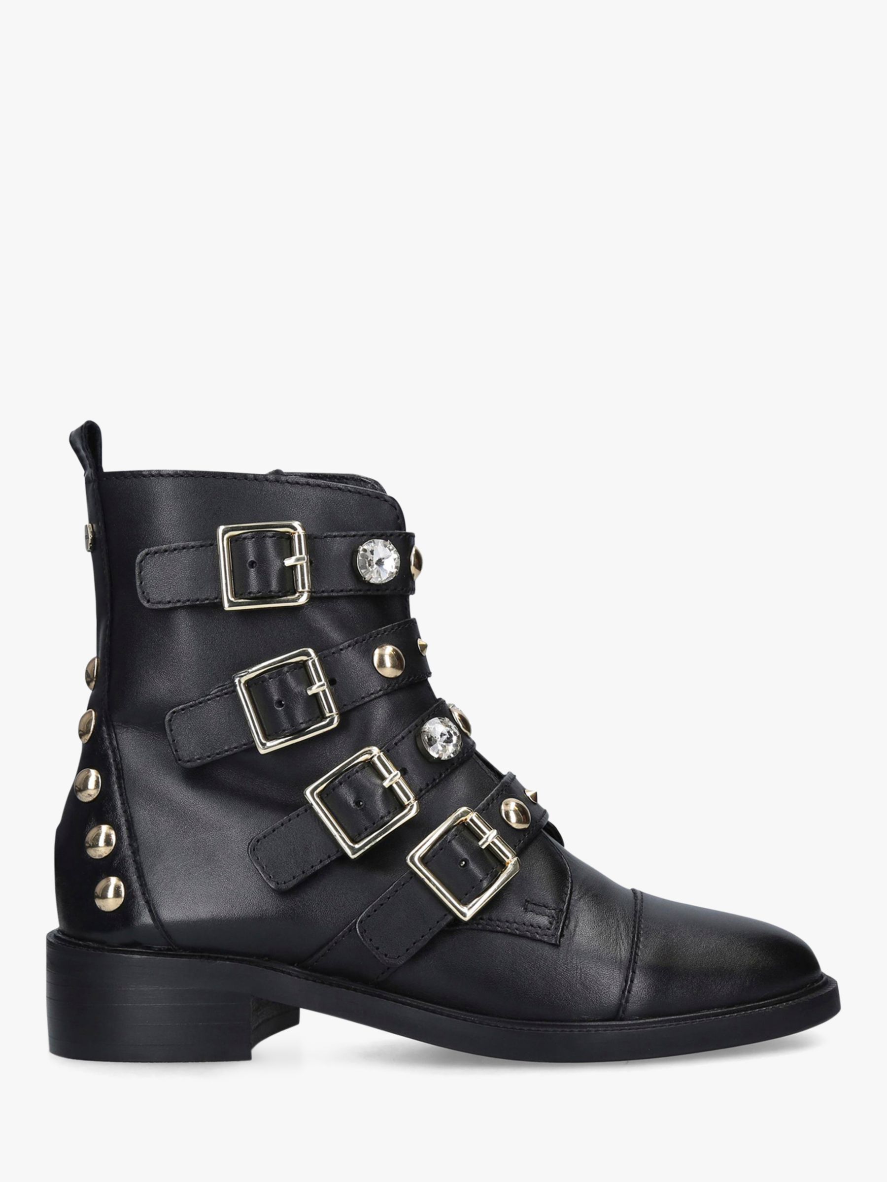 Carvela Saucy Buckle Detail Leather Ankle Boots, Black at John Lewis ...