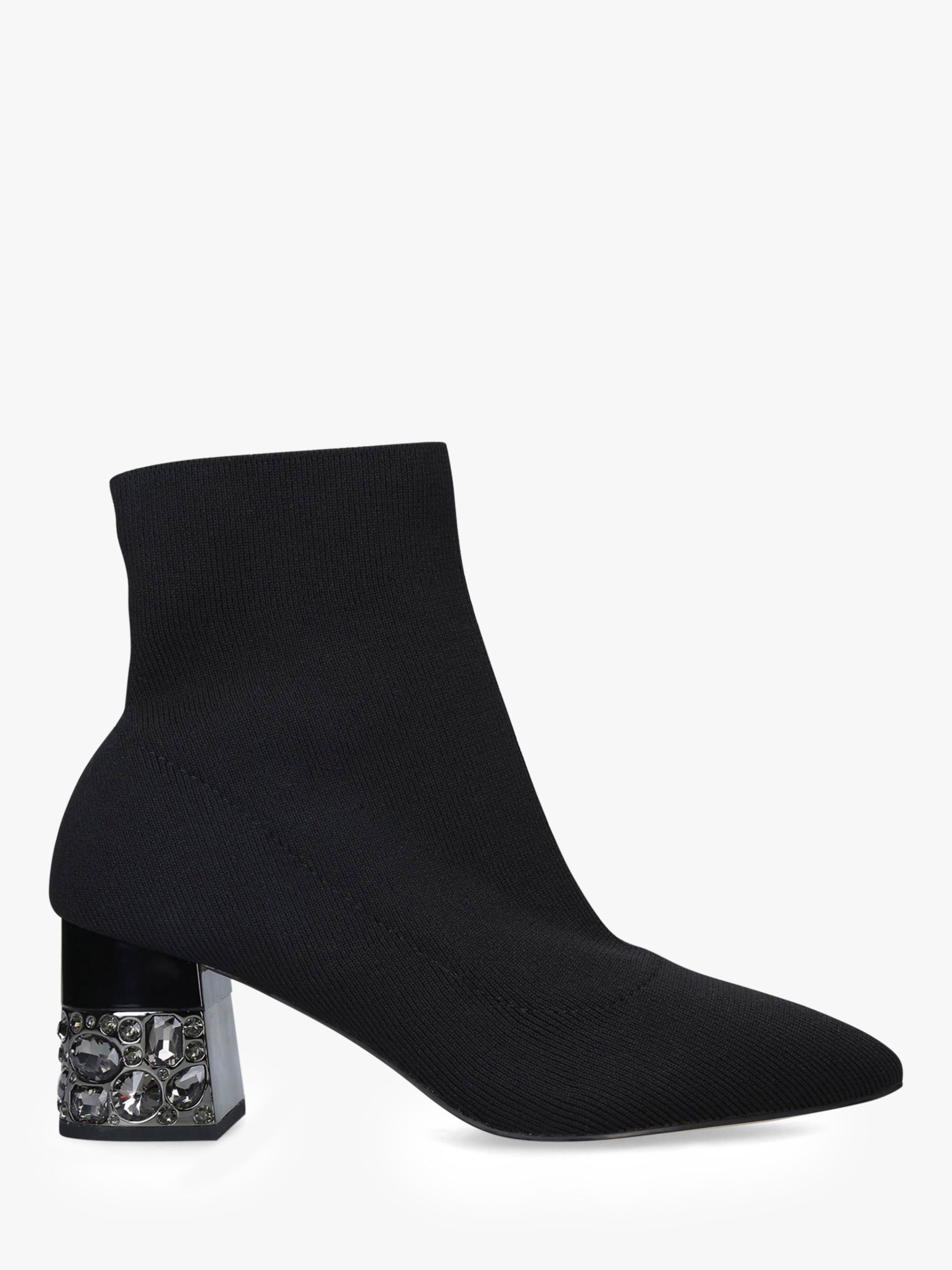 Carvela Kingpin Block Heel Sock Ankle Boots, Black