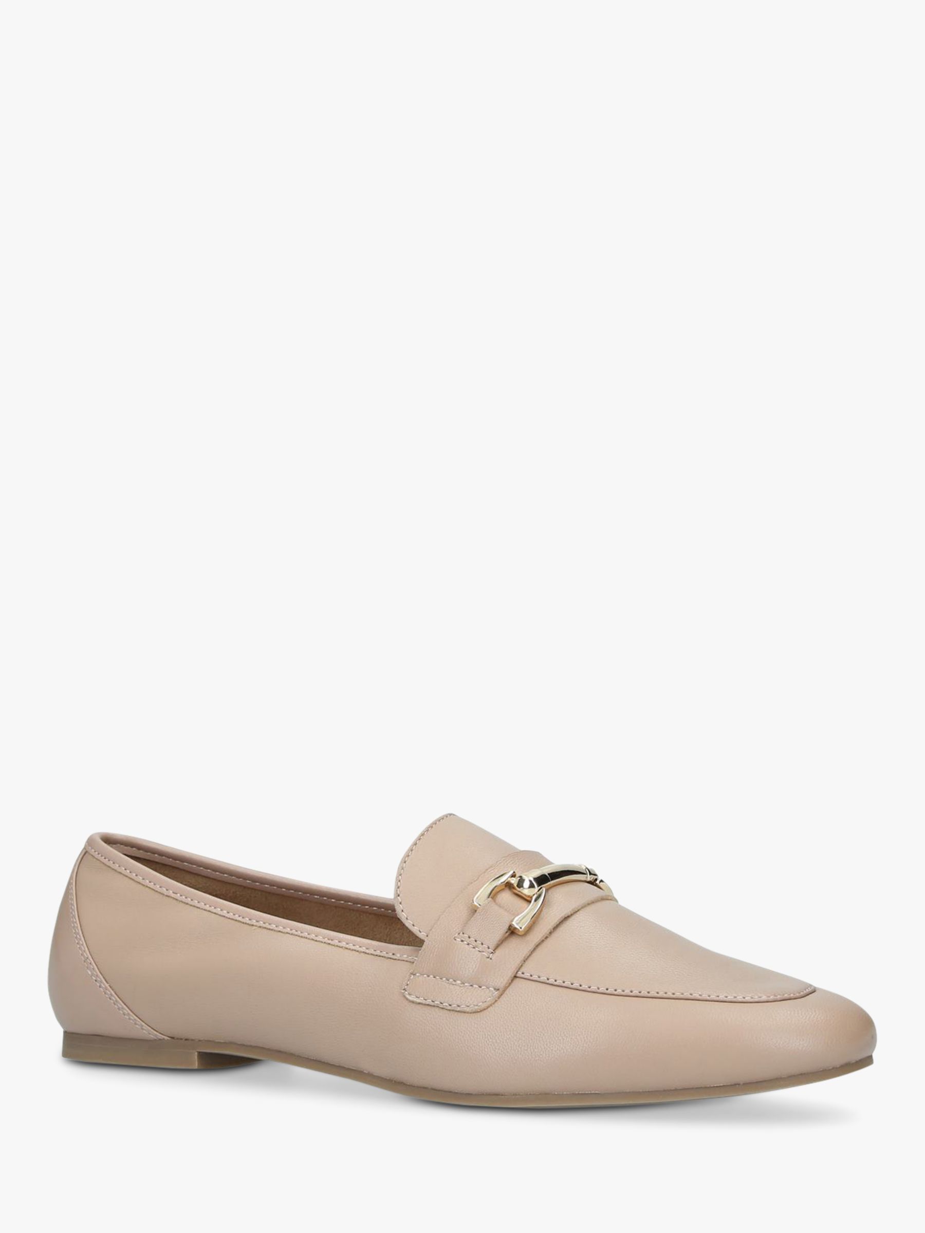 Carvela Mount Leather Buckle Ballet Pumps, Natural Nude