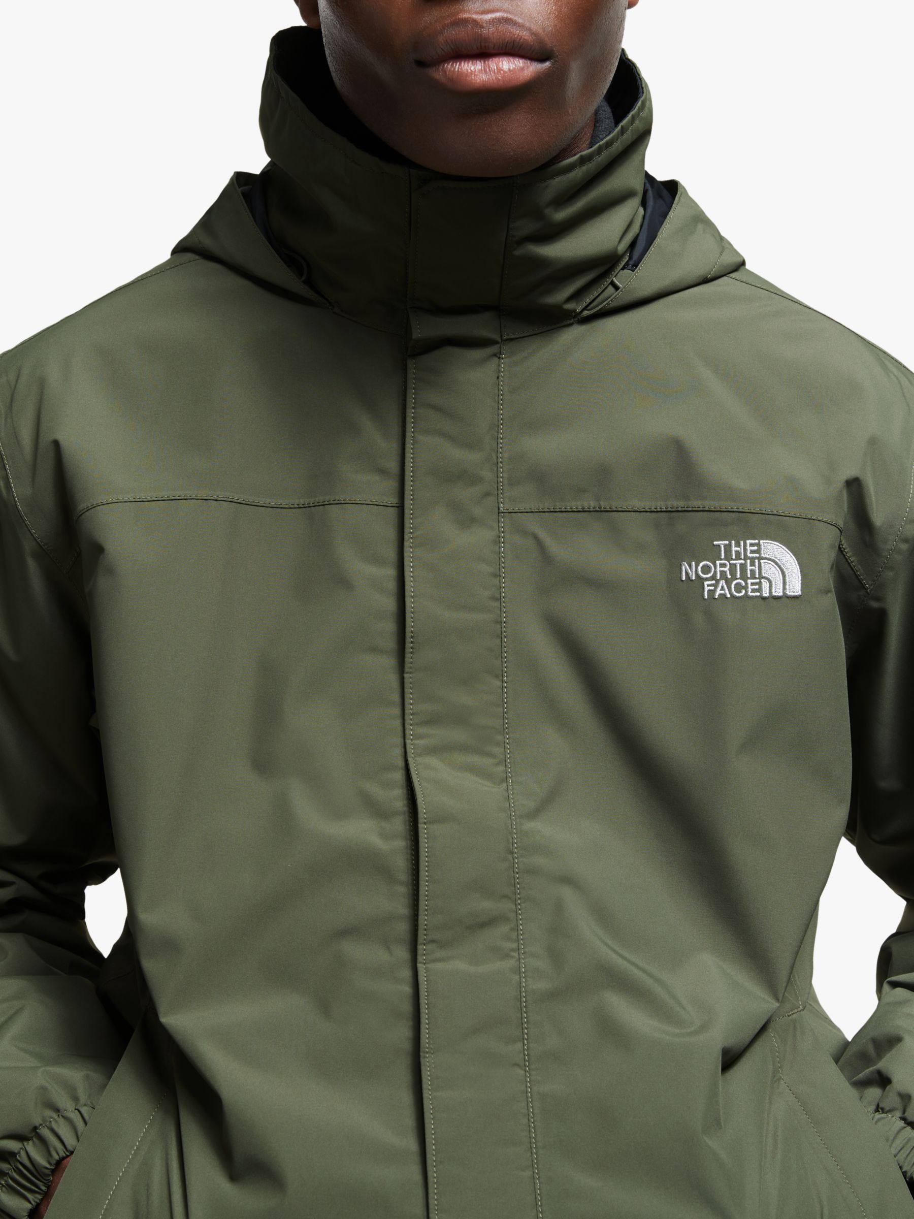 taupe green north face jacket