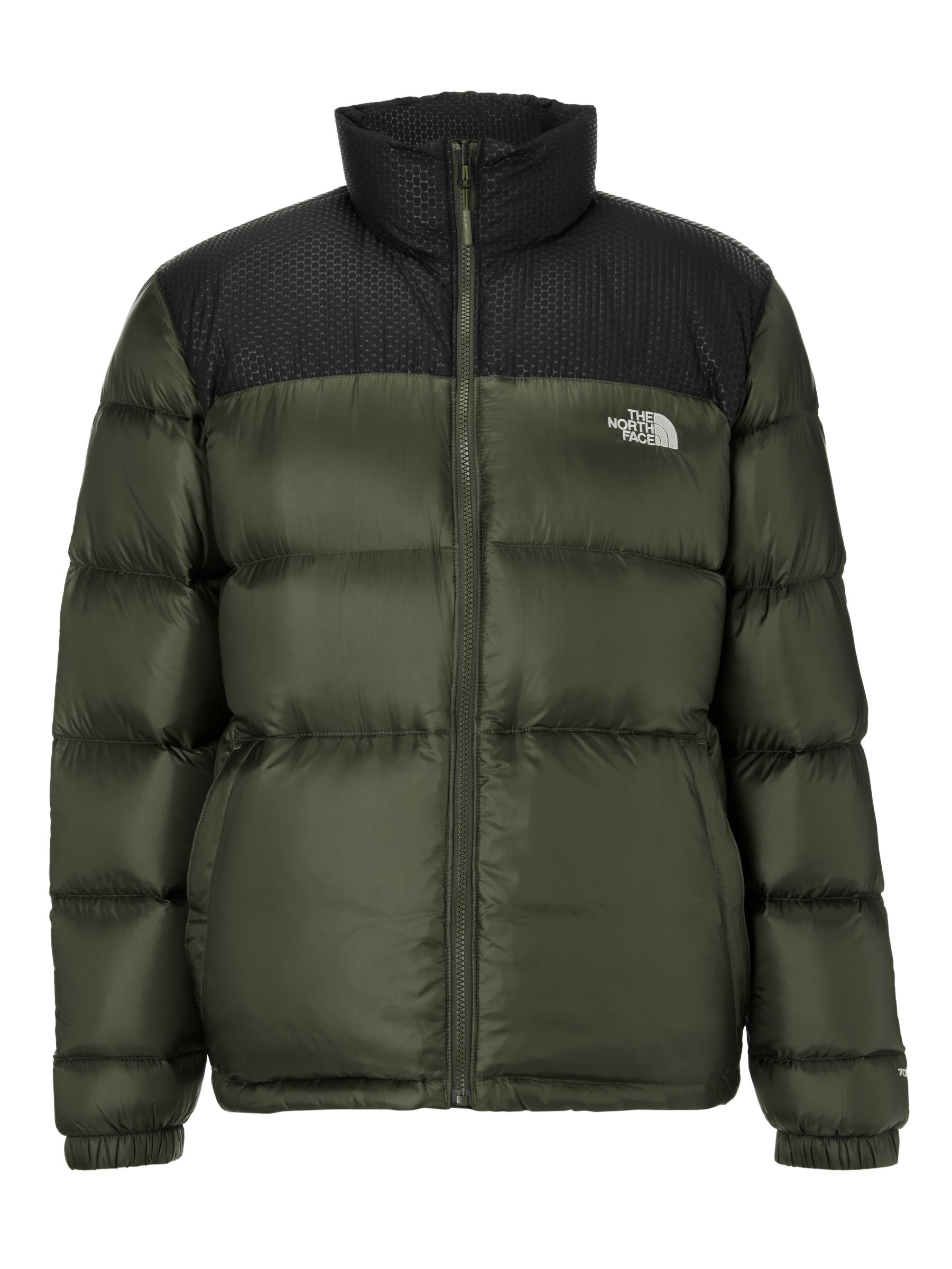 green and black north face jacket