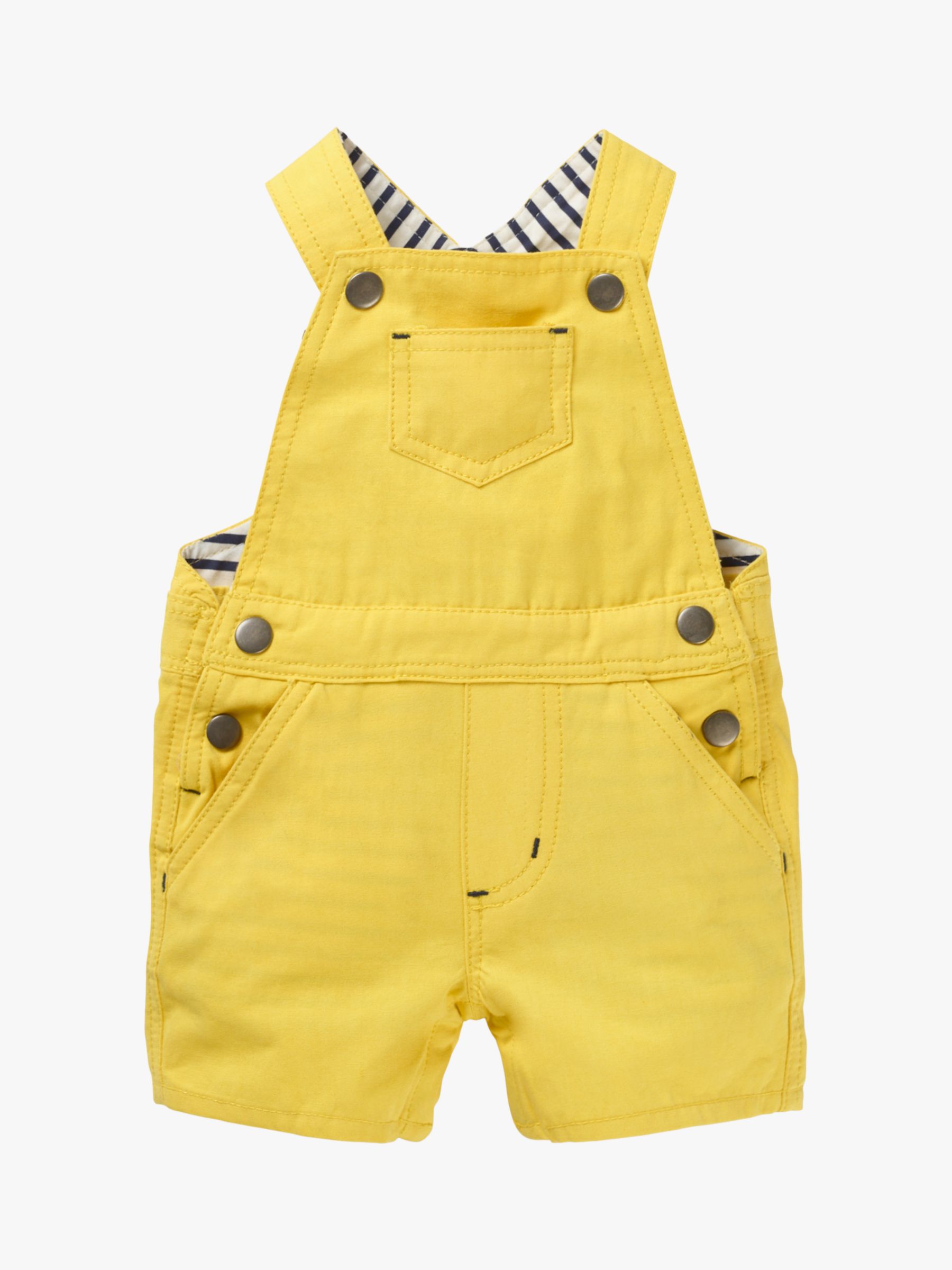 Mini Boden Baby Short Dungarees, Sweetcorn Yellow