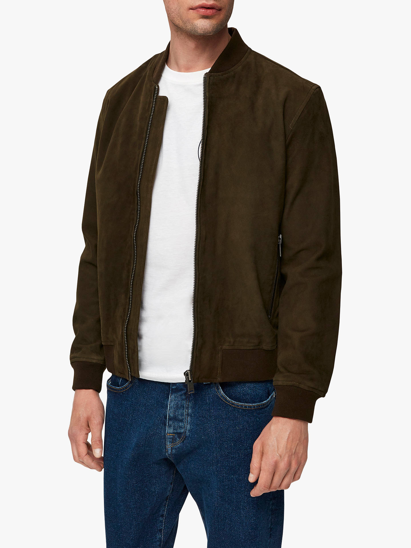 SELECTED HOMME Suede Leather Jacket, Brown at John Lewis & Partners