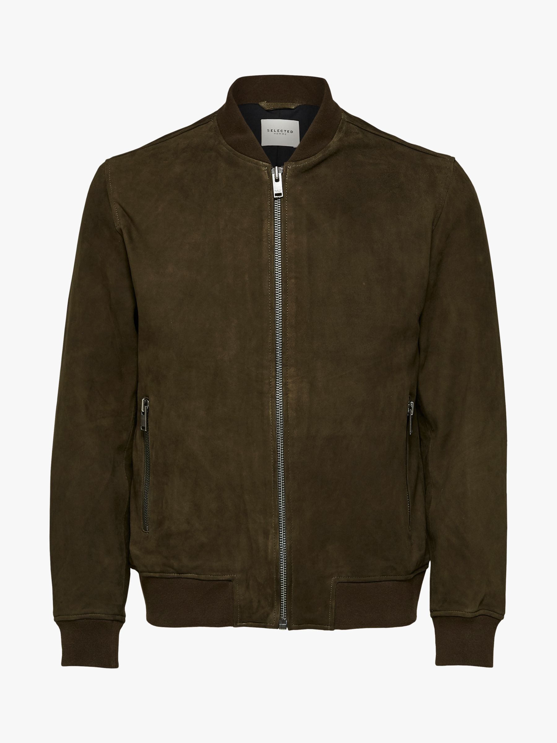 SELECTED HOMME Suede Leather Jacket, Brown