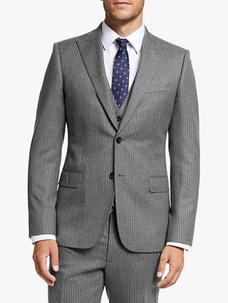 John Lewis & Partners Wool Pinstripe Slim Fit Suit Jacket, Grey