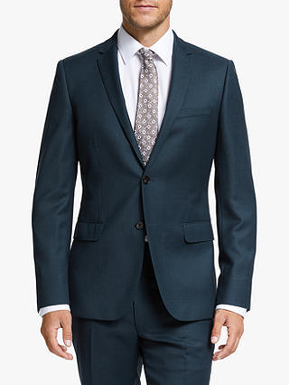 John Lewis & Partners Wool Birdseye Slim Fit Suit Jacket, Teal