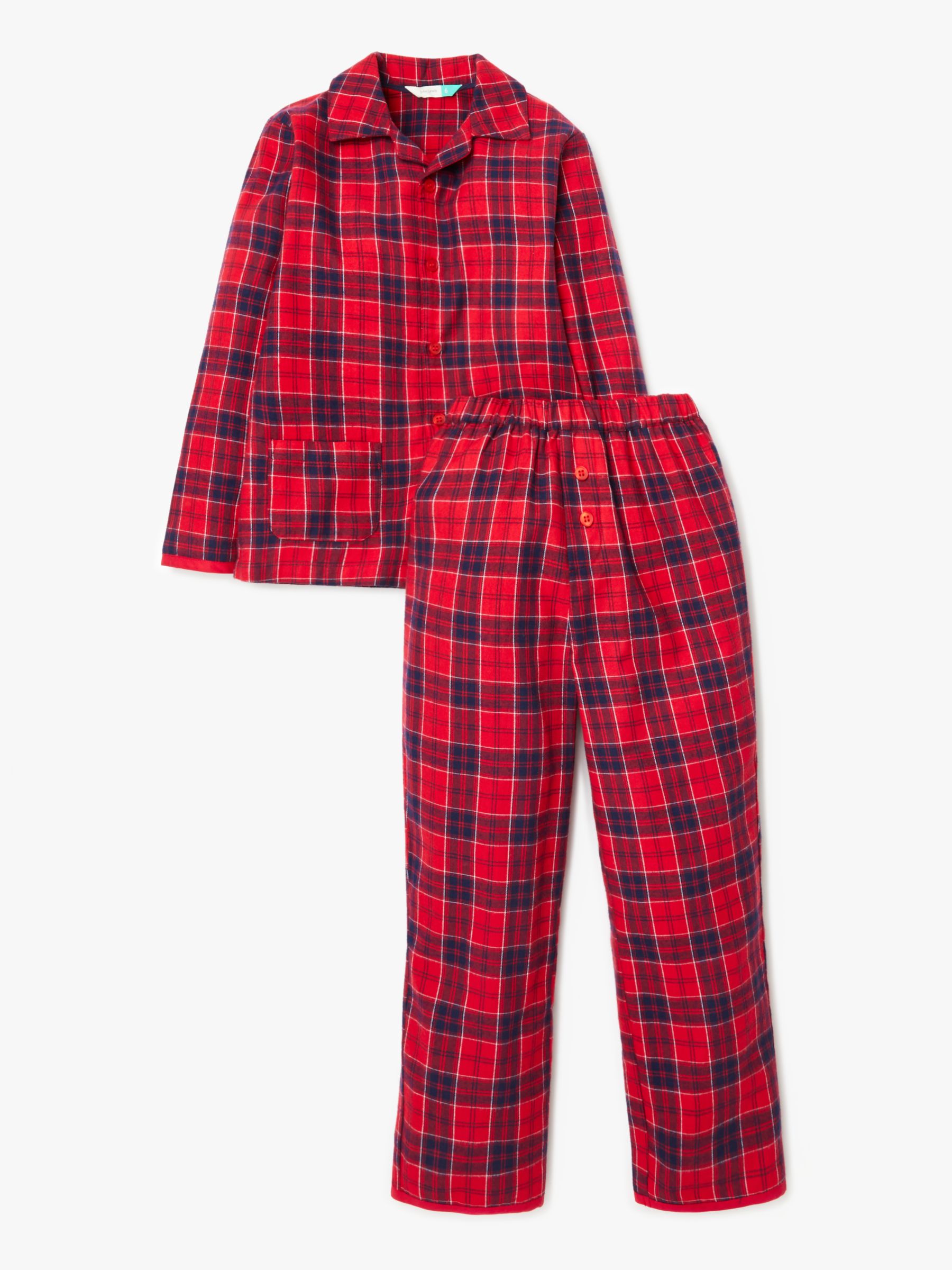 John Lewis & Partners Boys' Woven Check Pyjamas, Red at John Lewis ...
