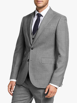 John Lewis & Partners Wool Puppytooth Tailored Fit Suit Jacket, Grey