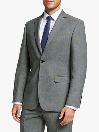 John Lewis & Partners Wool Prince of Wales Check Regular Fit Suit Jacket, Grey