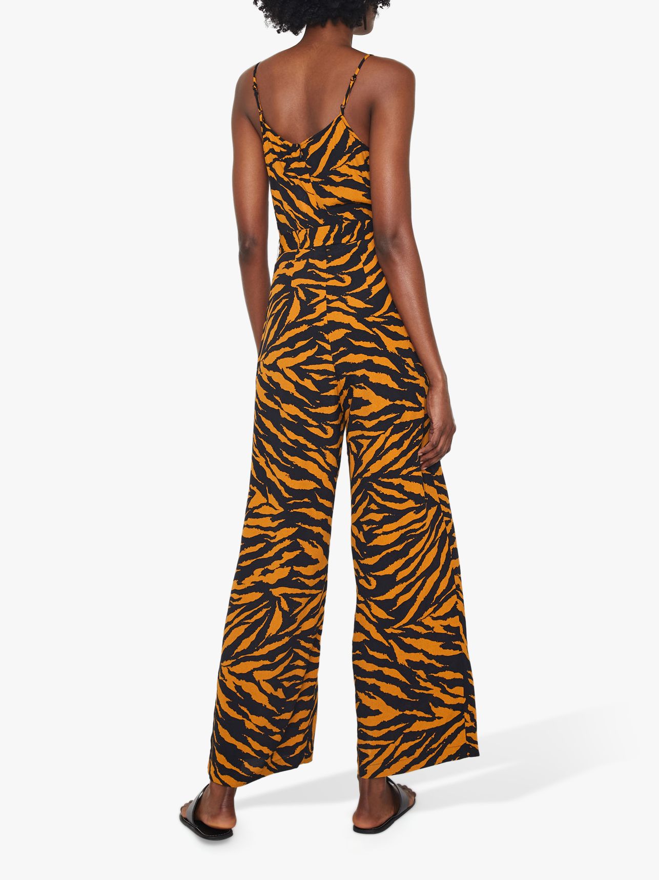 Warehouse Tiger Print Jumpsuit, Black Pattern