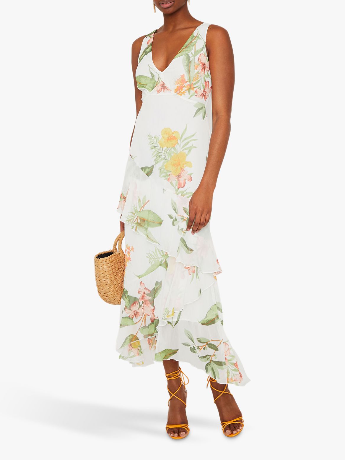 warehouse tropical floral maxi dress