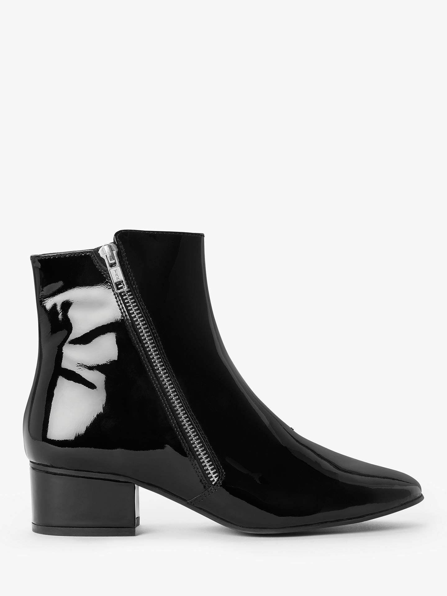 Kin Pepper Patent Leather Ankle Boots, Black at John Lewis & Partners