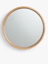 John Lewis Scandi Round Oak Wood Mirror, Natural