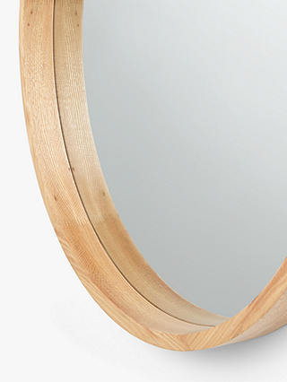 John Lewis & Partners Scandi Round Oak Wood Mirror, Natural, 48cm