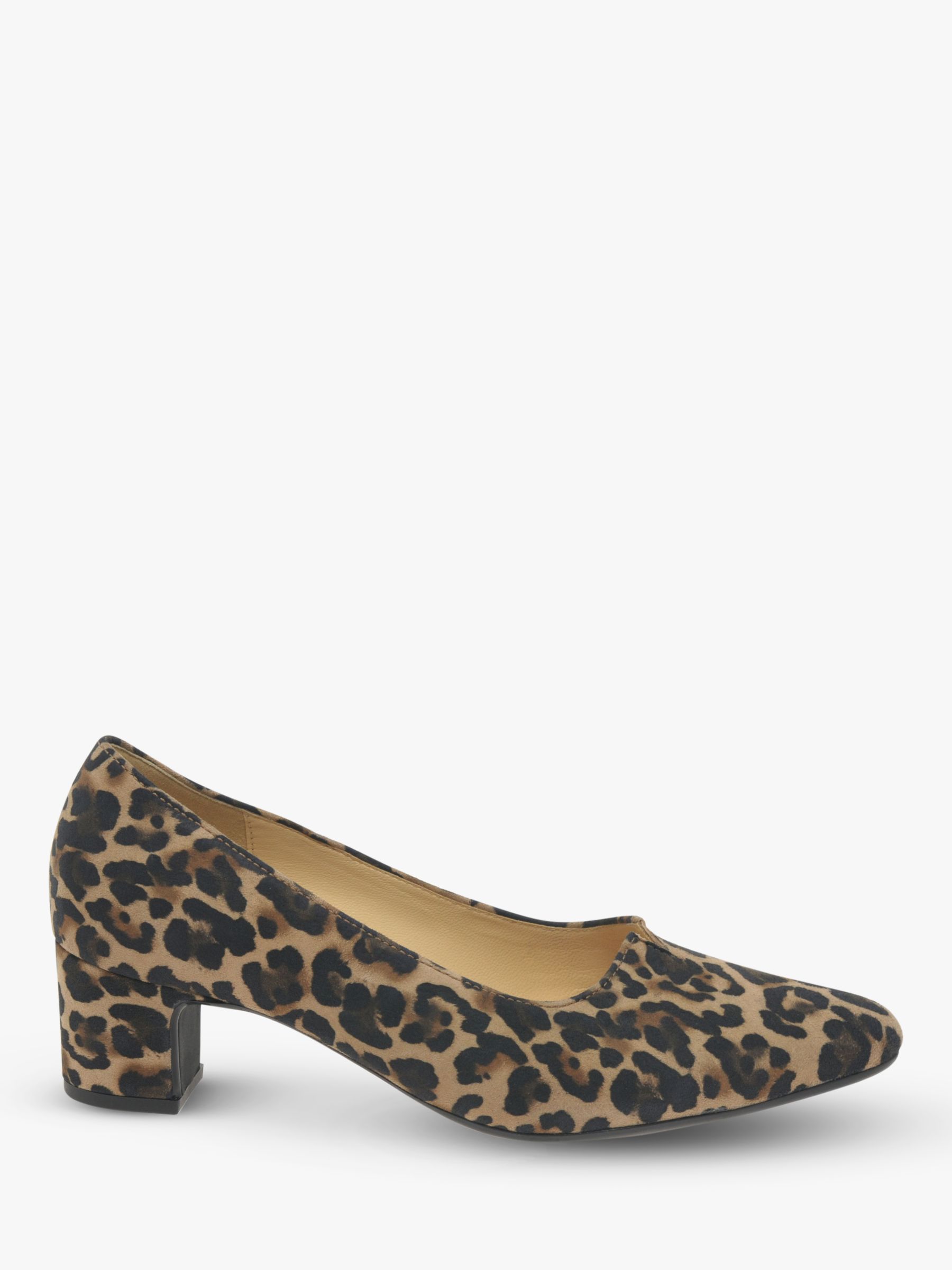Gabor Eileen Leather Leopard Print Court Shoes, Brown at John Lewis ...
