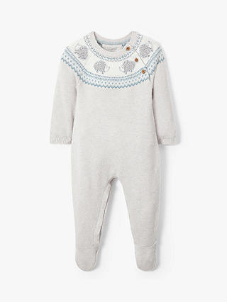 John Lewis & Partners Heirloom Collection Baby Knitted All-In-One, Grey